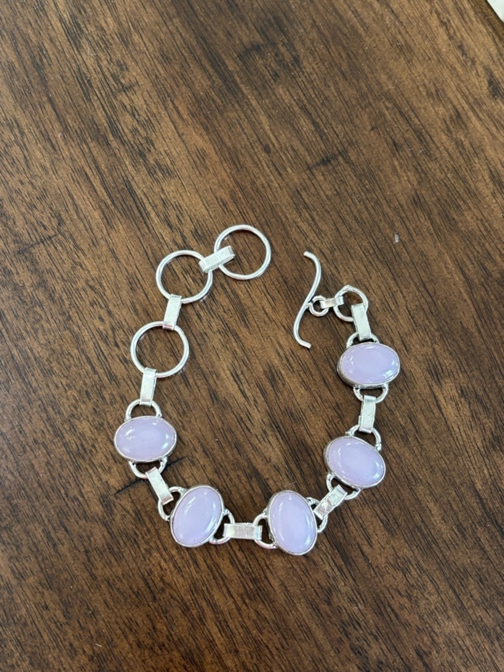Silver Bracelet with Lavender Cabochon Stones
